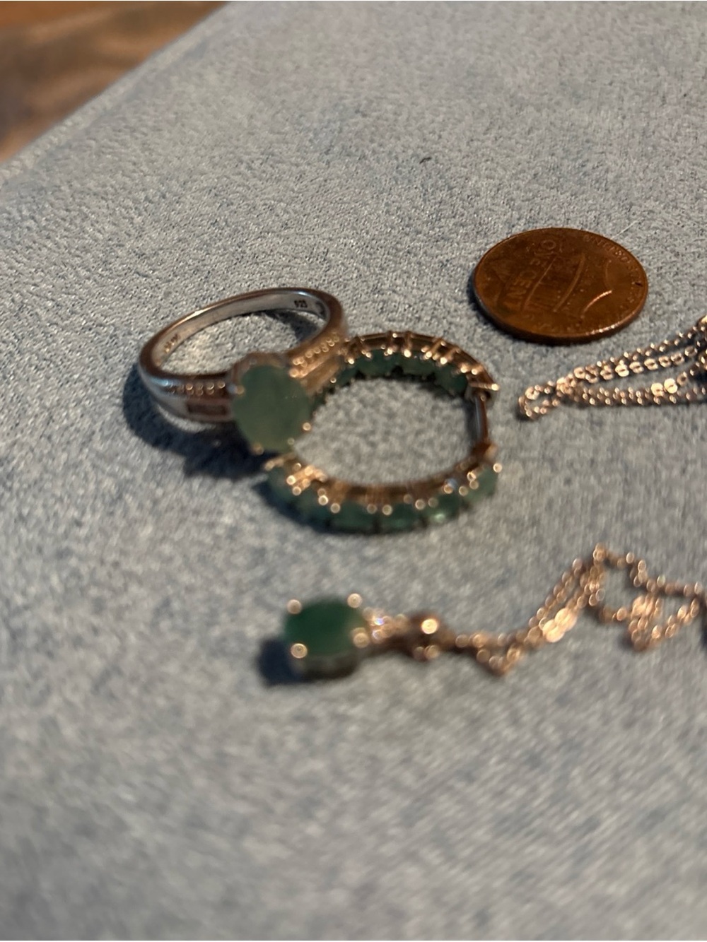 Sterling Silver Green Gemstone Ring — Classic Green Stone Band